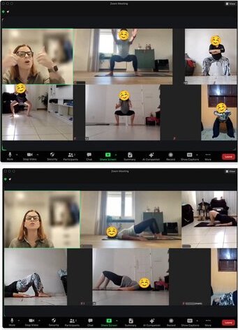 Aula ao vivo do programa com várias gestantes em vídeo