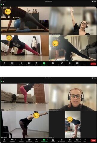 Gestantes fazendo exercícios em aula online